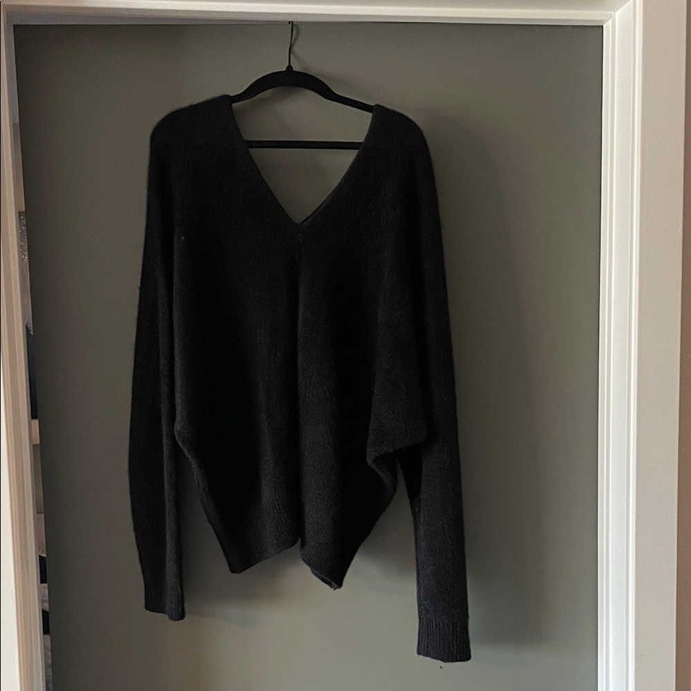Free People Black V-Neck Women's Sweater